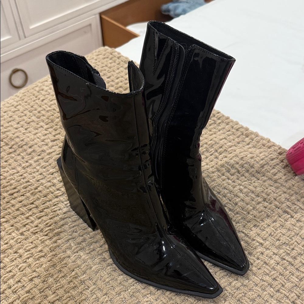 Jeffrey Campbell Glossy Black Heeled Boots